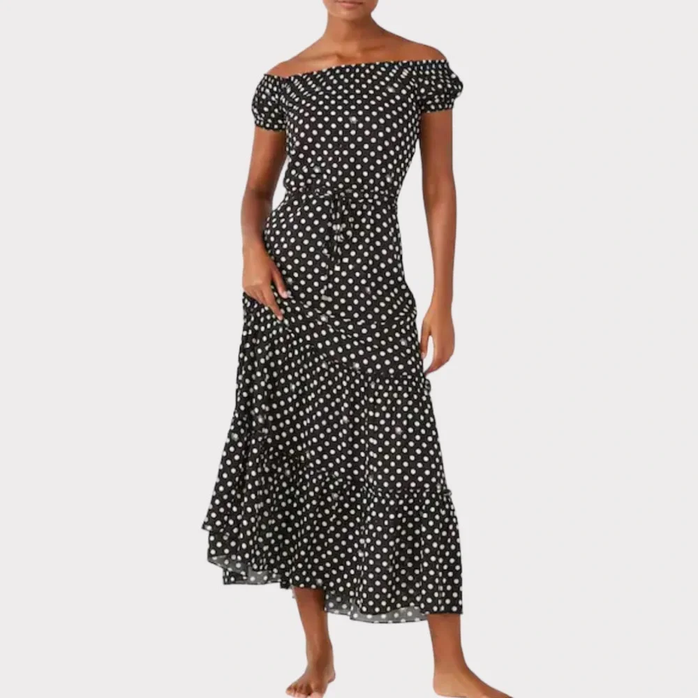 Kate Spade Lia Dot Off The Shoulder Cover Up Maxi Dress